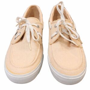 Timberland Beige Canvas Boat Shoes Moc Toe Lace Up Casual Sneakers Men's Sz 10.5